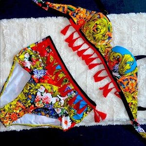 Floral Tassel High Waisted 2-Piece Swimsuit!